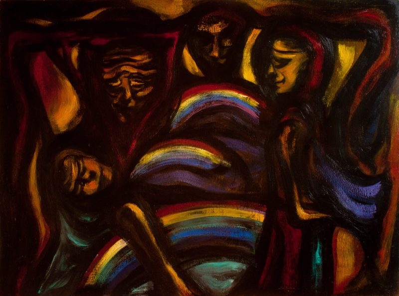 arcs en ciel nocturne - 130 cm x 97 cm - huile sur toile