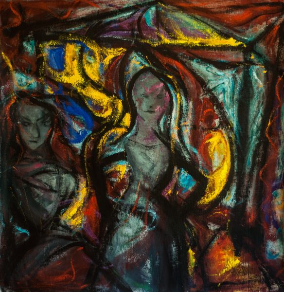 dans la verrière - 100 cm x 100 cm - acrylique sur toile