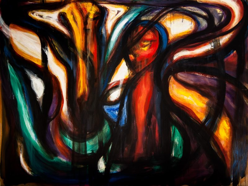 des racines - 89 cm x 130 cm - acrylique
