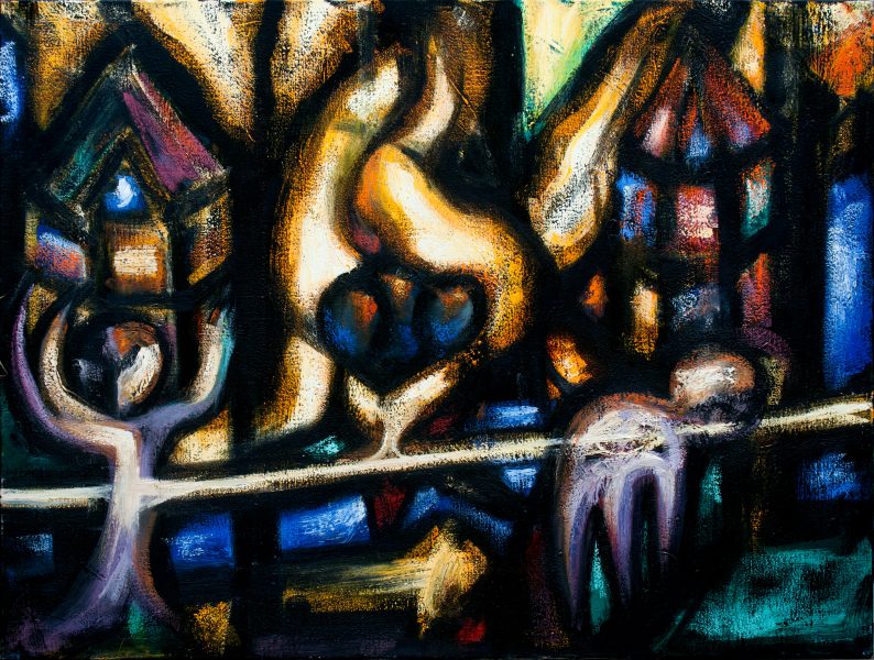 échange volant - 130 cm x 97 cm - huile sur toile