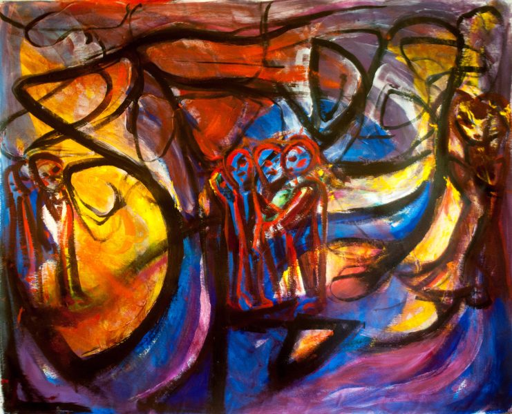 enlac - 81 cm x 100 cm - acrylique sur toile