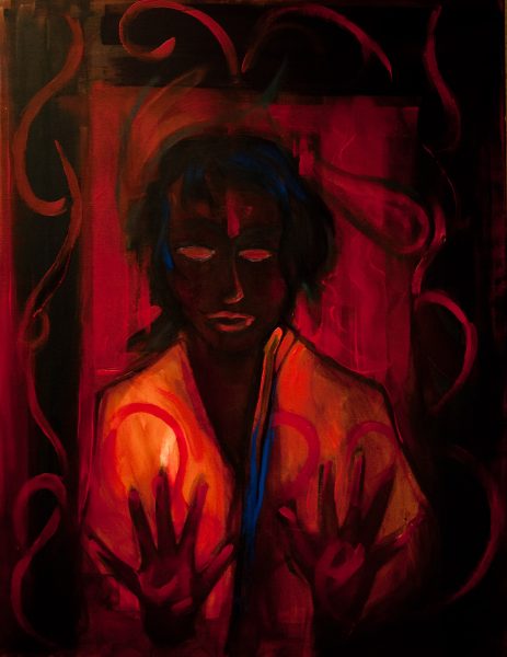 les mains rouges - 89 cm x 116 cm - acrylique sur toile