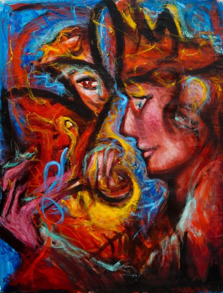 les tisseuses - 89 cm x 116 cm - acrylique sur toile