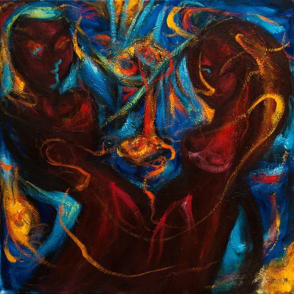 les trois sexes - 100 cm x 100 cm - acrylique sur toile