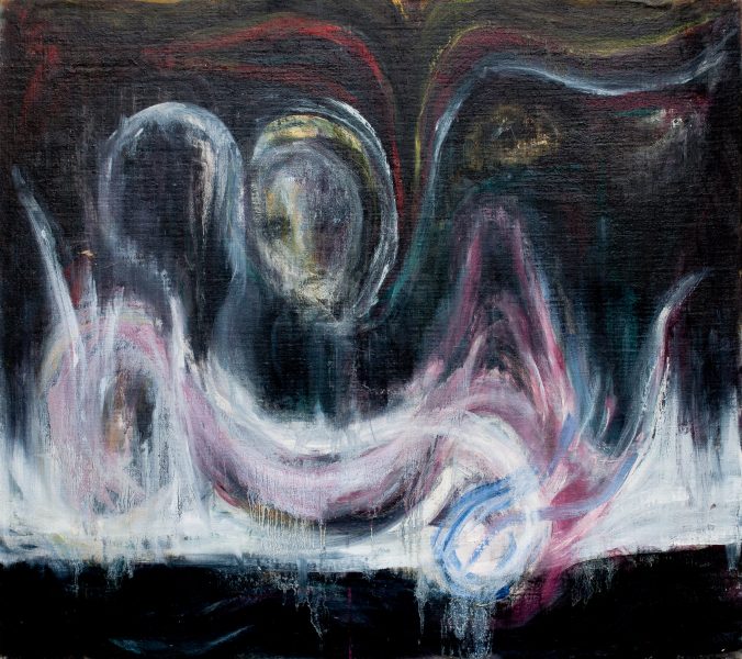 maintenu - 96 cm x 87 cm - huile sur toile