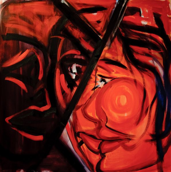orange - 100 cm x 100 cm -huile sur toile