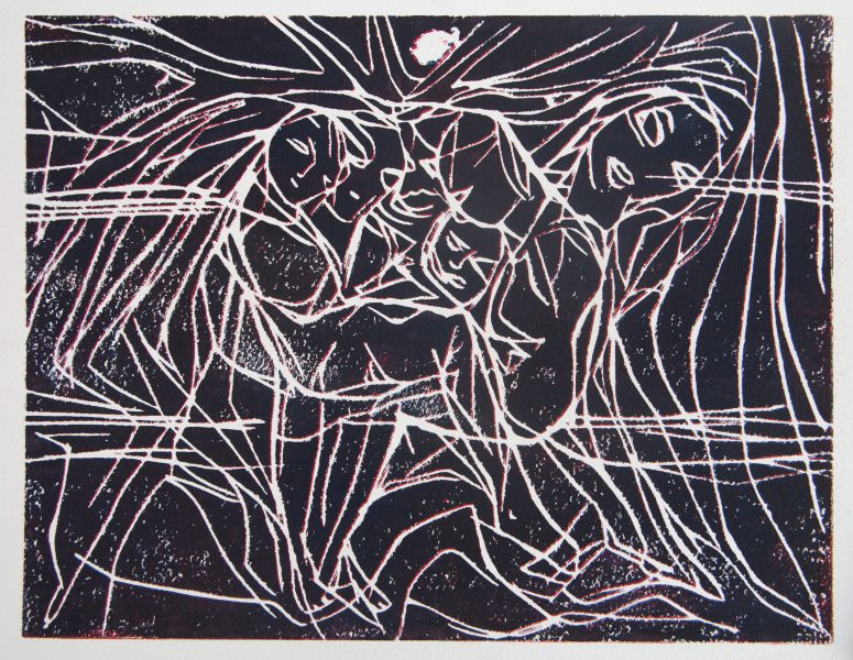 réunis - 30x40 cm - gravure sur bois