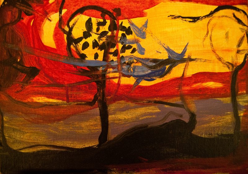 sacrifice du martin pêcheur  - acrylique sur toile