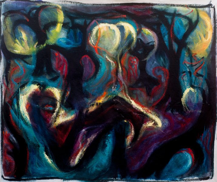 trois lunes - 98 cm x 119 cm - acrylique sur toile