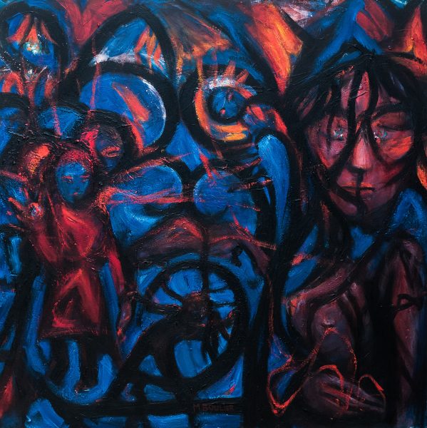 vies et morts - 100 cm x 100 cm - acrylique sur toile