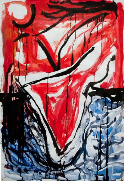 rouge passion - 110 cm x 75 cm - acrylique sur papier
