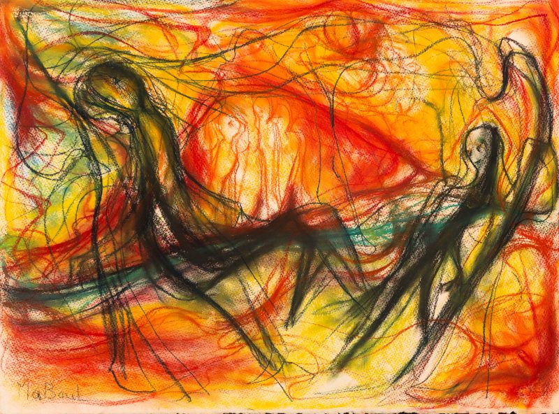 saut dans le paysage - 55 cm x 70 cm - pastel